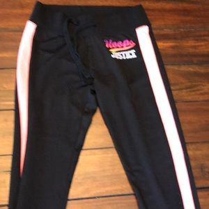 Justice black and pink joggers.